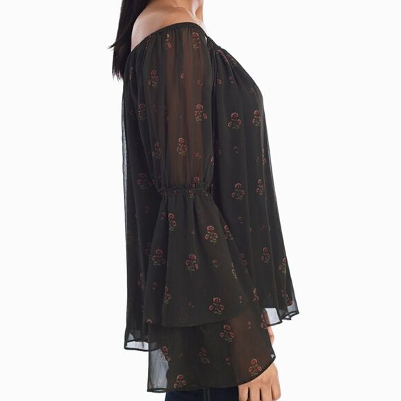 White house black market off shoulder layered print top - Picture 4 of 11